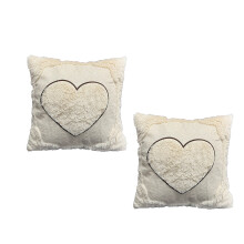 Set of 2 Valentines Day Love Heart Throw Pillow Covers-Beig