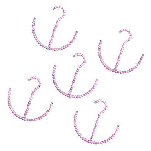 Multifunctional Pearls Coat Hook Pack of 5 with ABS-Pink