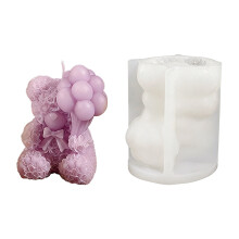 Moule à bougie en silicone en forme de lapins et d'ours roses-2