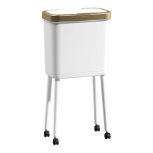 Moderne kantoorprullenbak op wielen, met een handbediening,-Wit
