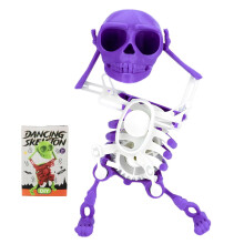 Wind Up Skeleton Toy with Dancing Motion, 3D Swinging Skull Halloween Decoration for Desk (Purple)