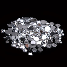 Silver Plated Acrylic Flatback Rhinestones Mixed Sizes 500pcs for Nail Art and Craft Decoration
