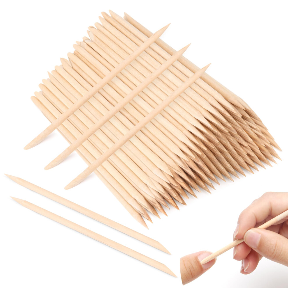 Orange Cuticle Pusher Wood Sticks 150Pcs Dualend Manicure Pedicure Natural Wooden Tool 110Mm