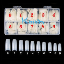500pcs Natural Acrylic Nail Tips with Box, 10 Sizes French False Nails for DIY and Salon Use