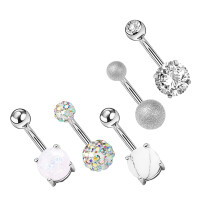 5Pièces Anneaux Nombril Argent Poli Chic Et Élégant