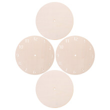 4Pcs Beige Wood Clock Dial Faces DIY Blank Round Wall Clock Craft Kits