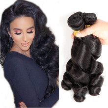 Peruvian Loose Wave Virgin Human Hair Bundles 3pcs 20 22 24 Inch Double Weft Extensions Natural