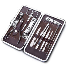 Manicure Pedicure Set 12 Piece Stainless Steel Nail Care Kit with Clippers Scissors and Pushers