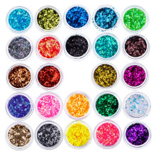 Nail Art Glitter 24 Colors 1mm Hexagon Sequins Set for Nails and Makeup with Storage Box
