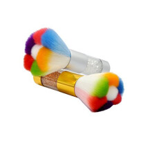 2 Pieces Colorful Nail Dust Brush for Acrylic and UV Nail Art with Soft SkinFriendly Bristles