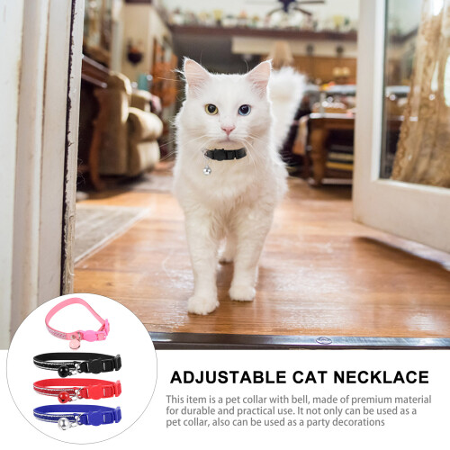 4Pcs Rhinestone Cat Collars Adjustable Bell Decorative Pet Accessories 1