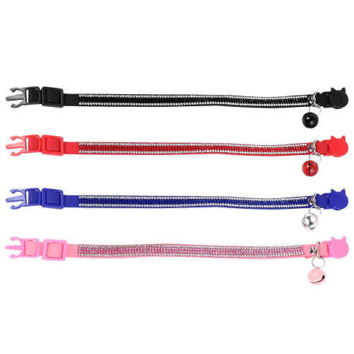 4Pcs Rhinestone Cat Collars Adjustable Bell Decorative Pet Accessories 2