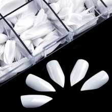 500pcs Press On Nail Tips Set Short Almond False Nails with Box for DIY Nail Art White