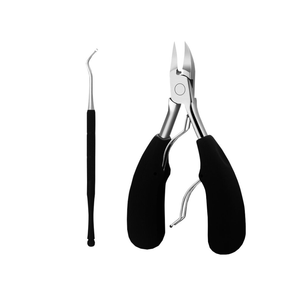 Toenail Clippers for Thick and Ingrown Nails with Nail Lifter, Ergonomic NonSlip Stainless Steel