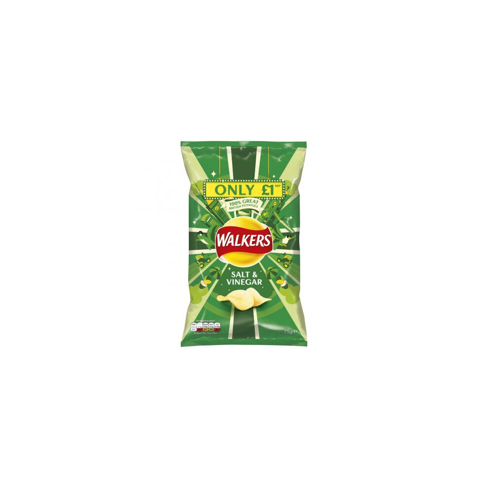 Walkers Salt & Vinegar 75G (Pack Of 15)