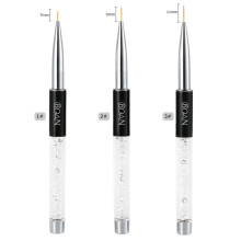 Fine Line Nail Art Brush 9mm with Crystal Handle and Nylon Bristles for UV Gel Painting