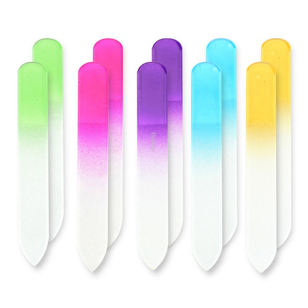 Glass Nail Files Set of 10 Durable Crystal Design for Manicure Natural and Acrylic Nails