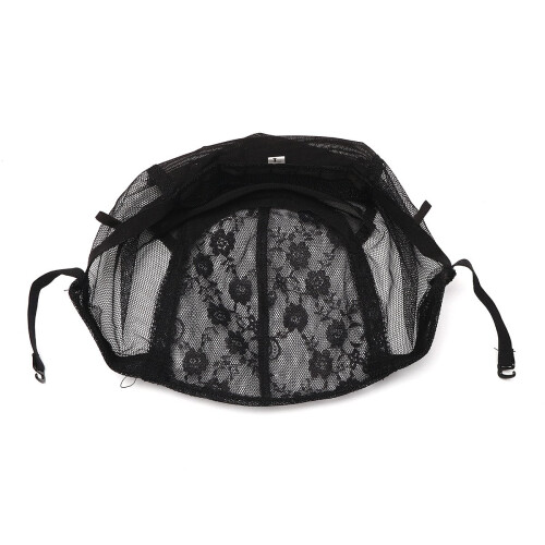 Black Lace Wig Cap with Adjustable Straps, Breathable Stretch Mesh, Small Size for Wig Making 2