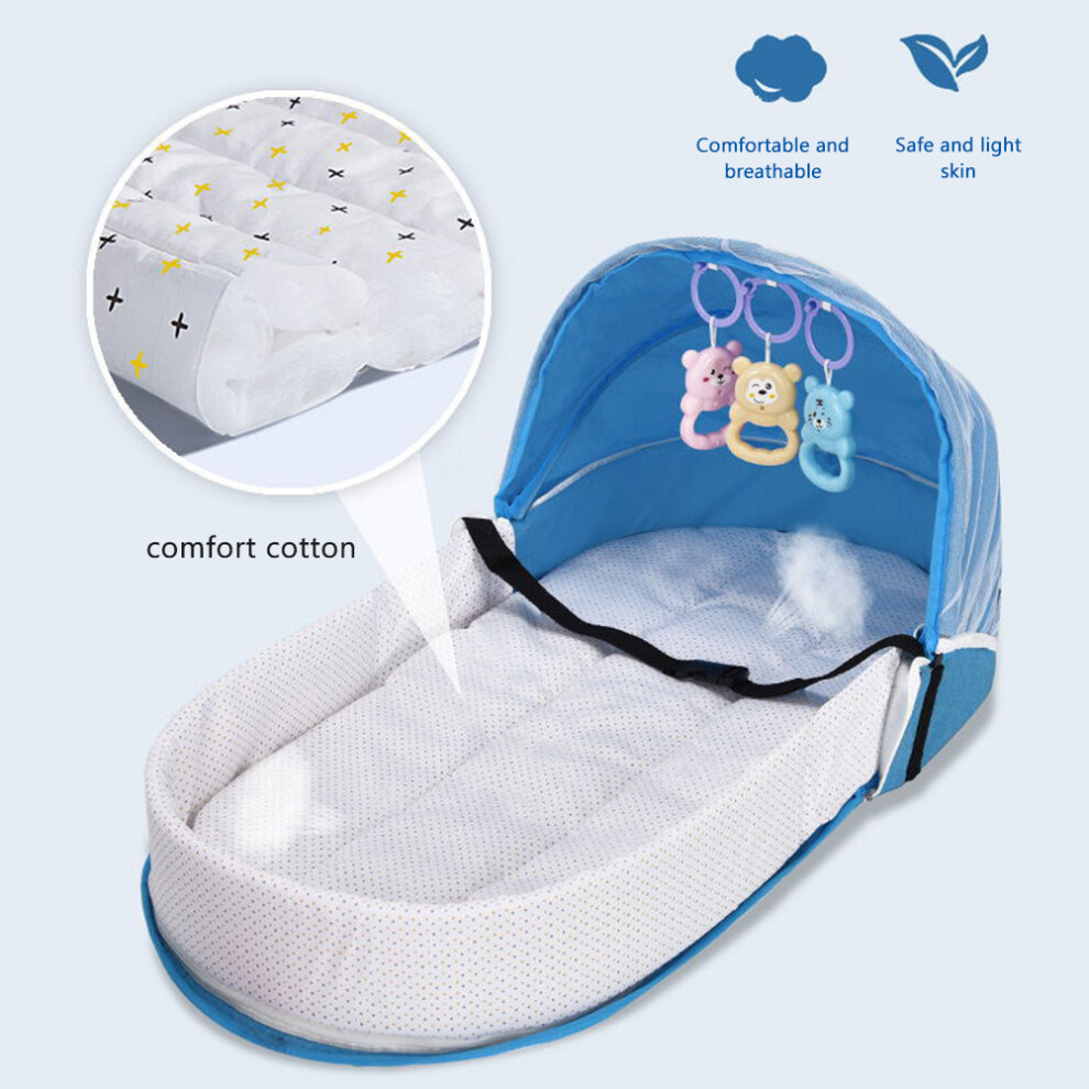 Portable Baby Travel Cot with Mosquito Net & Awning, 0-18 Months
