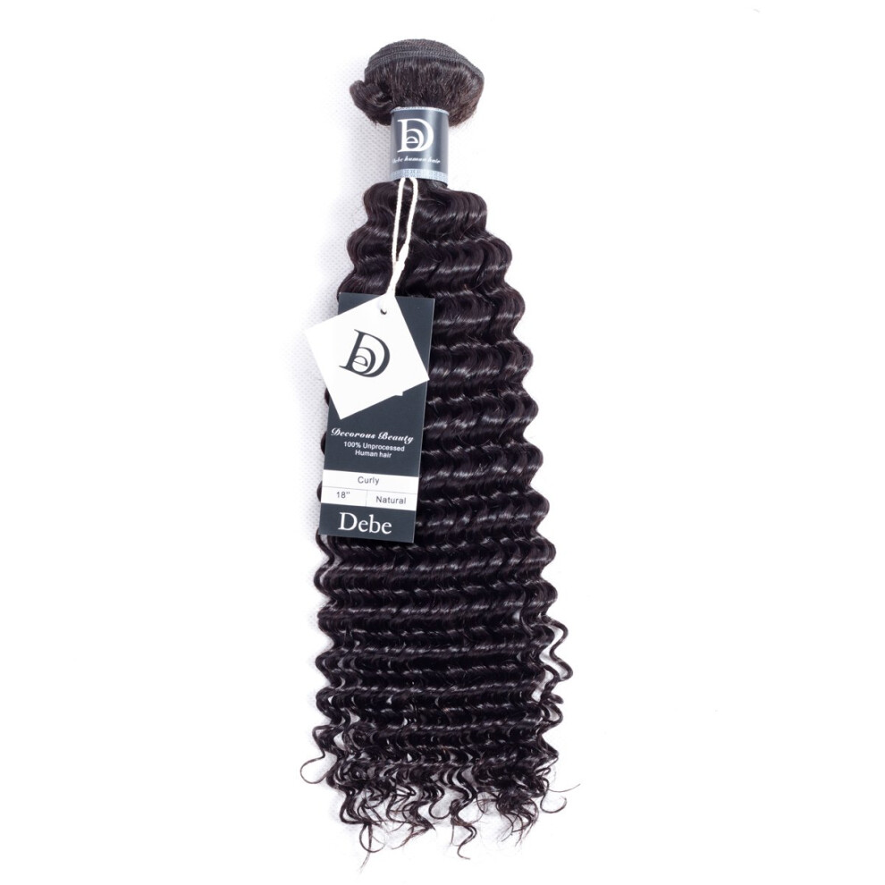 Unisex Brazilian Deep Curly Hair Bundles With Closure 16 Inch Unprocessed Virgin Human Hair Extensions