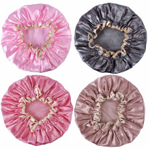 Shower Cap Set of 4 Women Double Layer Waterproof Hair Cap PEVA Coated Nylon for Spa