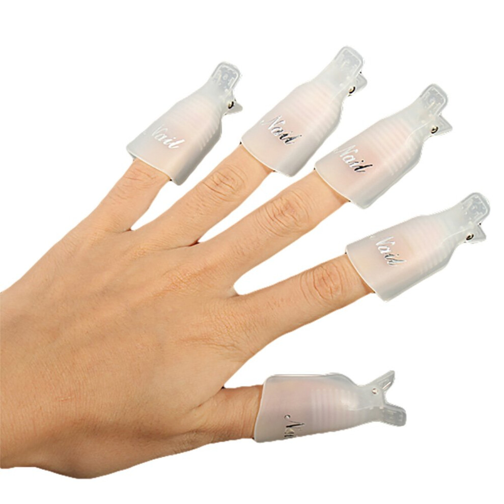 Nail Polish Remover Clips 10pcs Reusable UV Gel Soak Off Caps with Secure Cotton Pad Hold