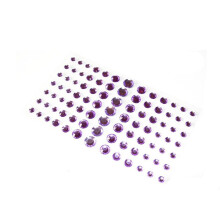 Self Adhesive Rhinestones 91pcs Mixed Size Flat Back Acrylic Gem Stickers Light Purple for Crafts