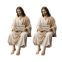 Hars Christus Sculptuur met Gezelschap Inscriptie-B 2 stuks