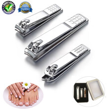 Nail Clippers Set Stainless Steel 3 Piece Kit with Case for Men and Women Fingernail Toenail Cutter