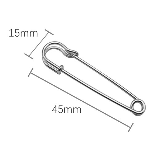 Verdickte Sicherheitsnadel 45 mm, 50er-Pack Silver