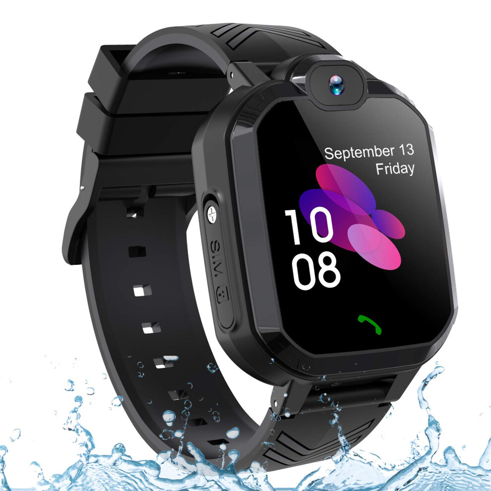 Kids Smartwatch With Gps Ip67 Waterproof For Boys Girls, Twoway Call Sos Camera Tracker For Ages 312 Black 9092120511574