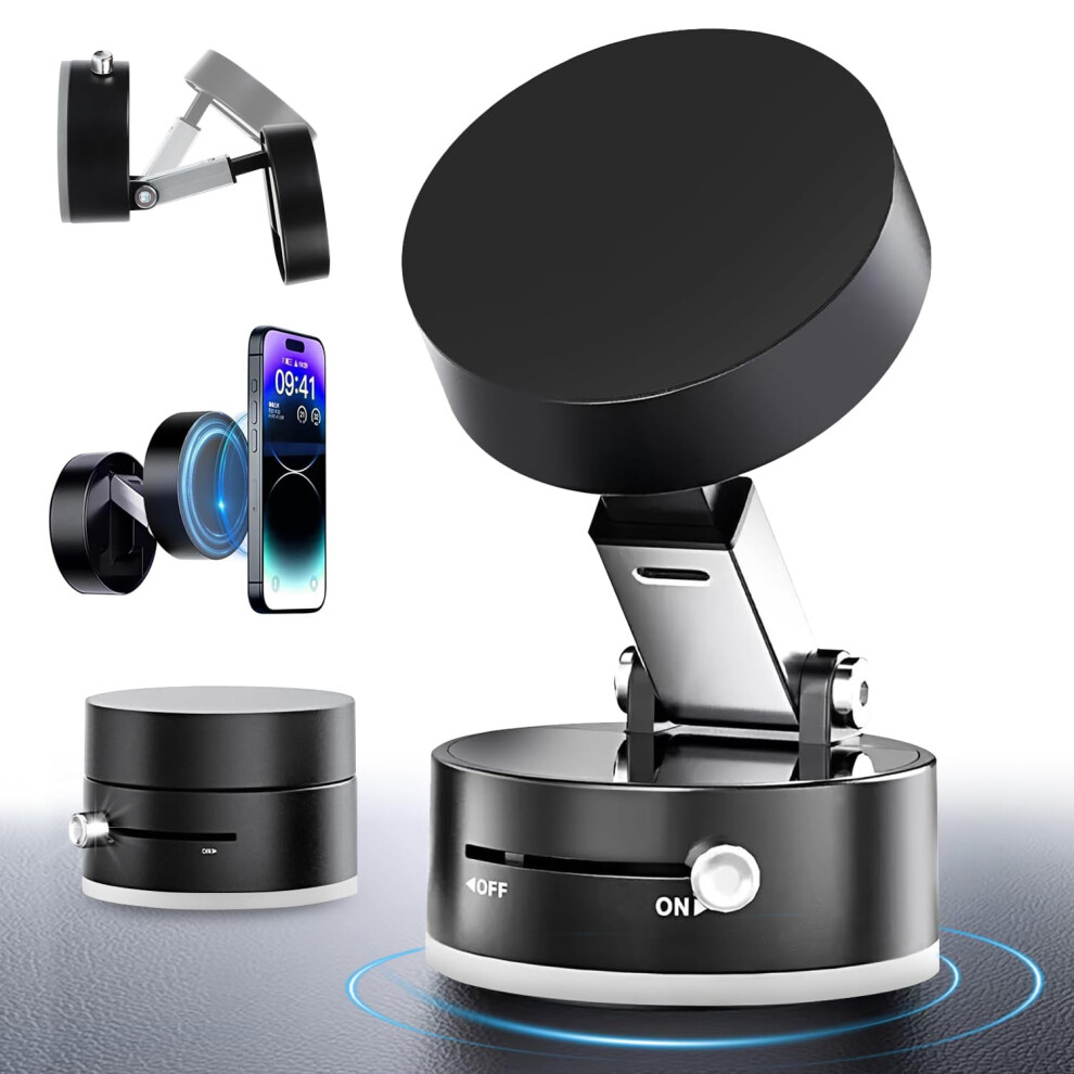 Magnetic Car Phone Mount With Suction Cup, Foldable Retractable Arm And 360 Adjustable Viewing Â Black 9455672011884