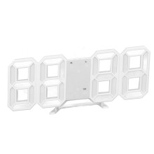 Minimalist 3D LED Wall Clock with Temperature, White Frame, 23x9.3cm