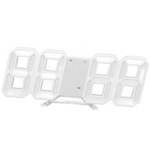 3D LED-Wanduhr mit weißem Rahmen Digitaler Timer mit Temperatur 23x9,3 cm