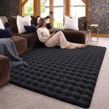 (160x230cm (5.4ft x 7.7ft), Black) Bubble Rug Extra Large Rug Soft Shaggy Faux Fur Bubble Carpet Mat