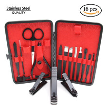 Manicure Pedicure Set 16in1 Stainless Steel Nail Clippers Kit with Travel Leather Case