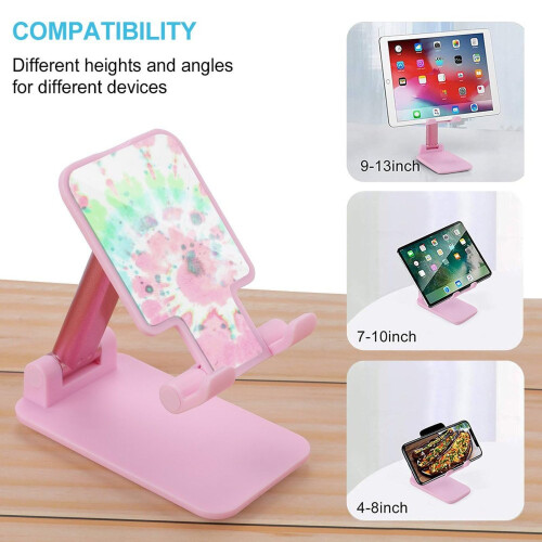 Foldable Phone Stand for Desk Adjustable Viewing Angle Tablet Holder Round Pink Style 2