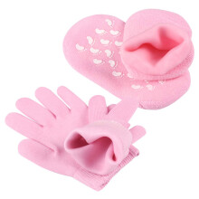 Moisturizing Gel Gloves and Socks Set with Deep Hydration Lining for Dry Cracked Skin Pink