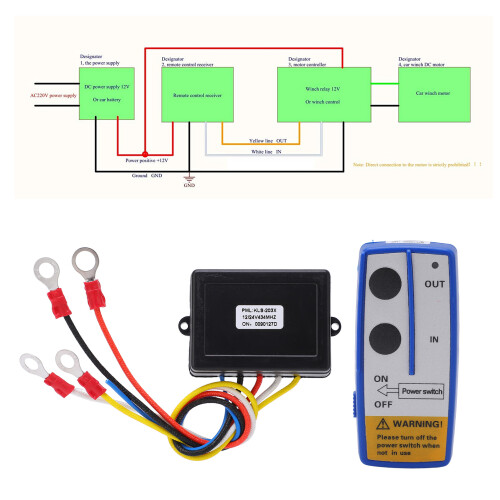 Universal Wireless Winch Remote Control Kit 12V/24V, 75ft Range 1