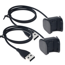 Charger for Fitbit Charge 4 Fast Charging USB Cable Dock Clip Replacement Cord 2 Pack Black