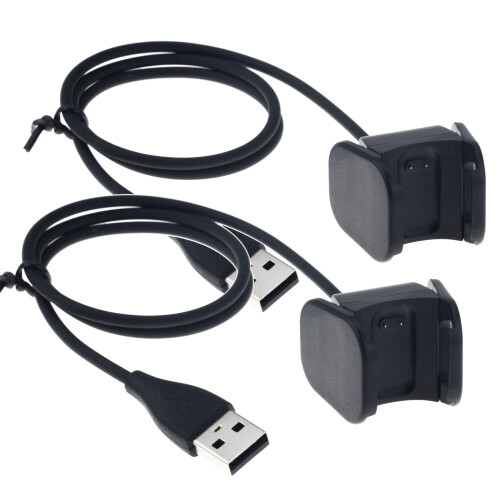 Charger for Fitbit Charge 4 Fast Charging USB Cable Dock Clip Replacement Cord 2 Pack Black