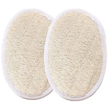 Natural Loofah Sponge Set of 2 for Gentle Skin Exfoliation and Spa Shower Body Scrub