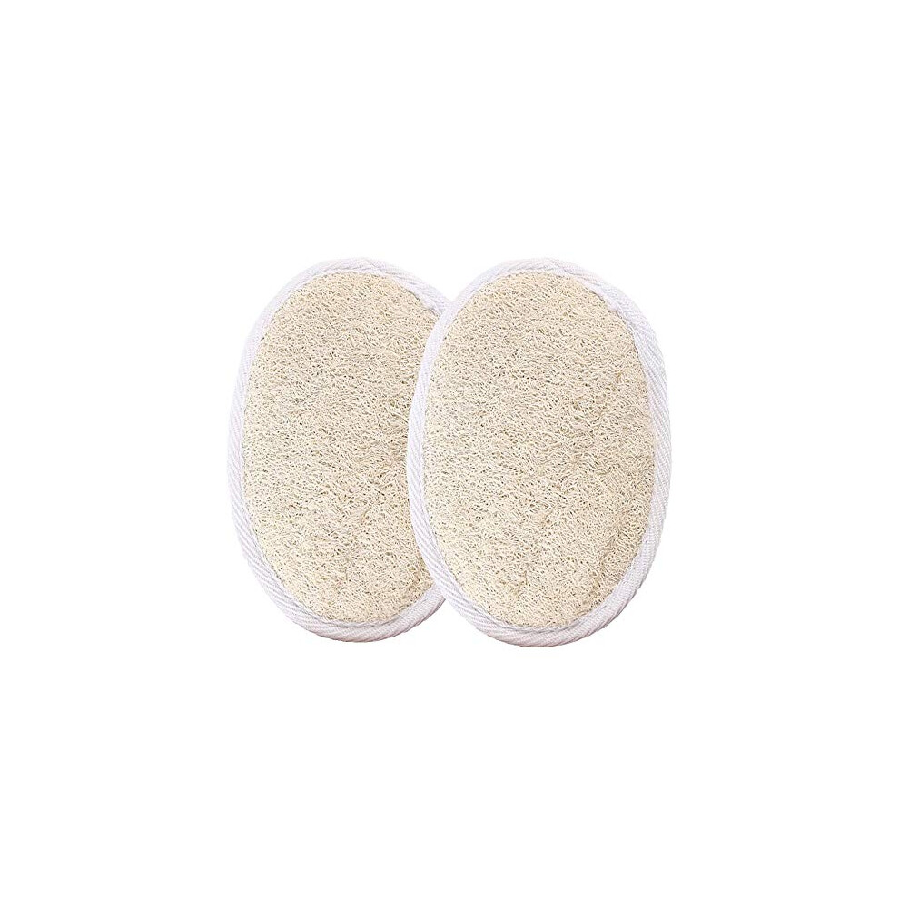 Natural Loofah Sponge Set of 2 for Gentle Skin Exfoliation and Spa Shower Body Scrub
