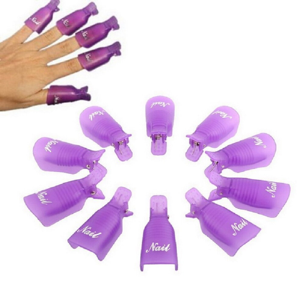 Purple 10Pcs Nail Soak Off Clips For Gel Polish Removal, Reusable Durable Remover Set