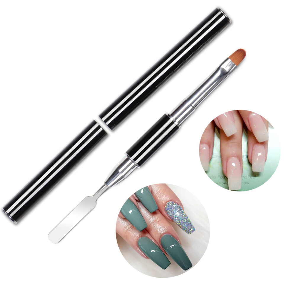 Poly Gel Nail Brush Dual Ended with Spatula for Builder Gel and Acrylic Nail Extensions