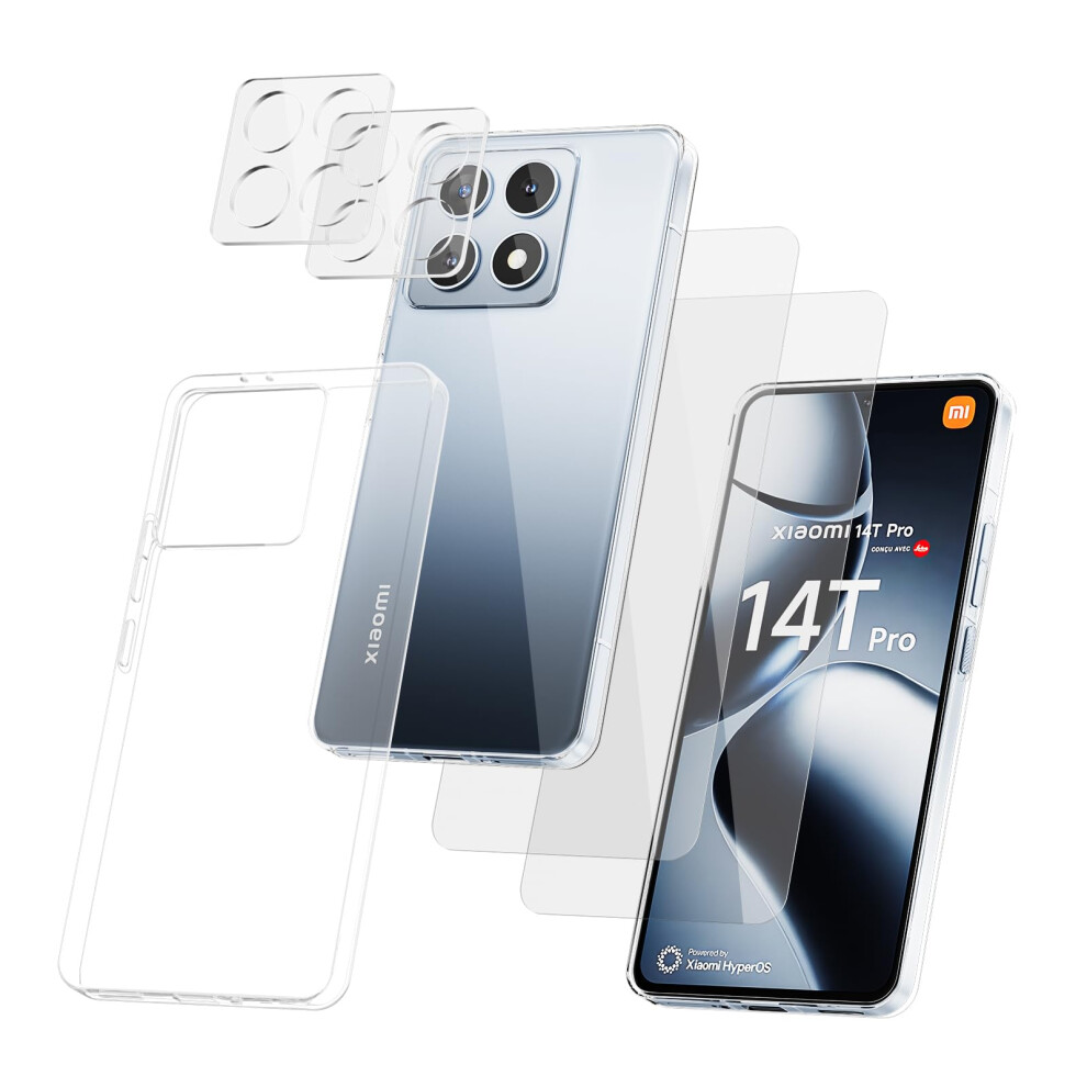 Case For Xiaomi 14T Pro 5 In 1 Full Kit Protection With Crystal Clear Silicone, Screen And Lens Protectors 9455672013772