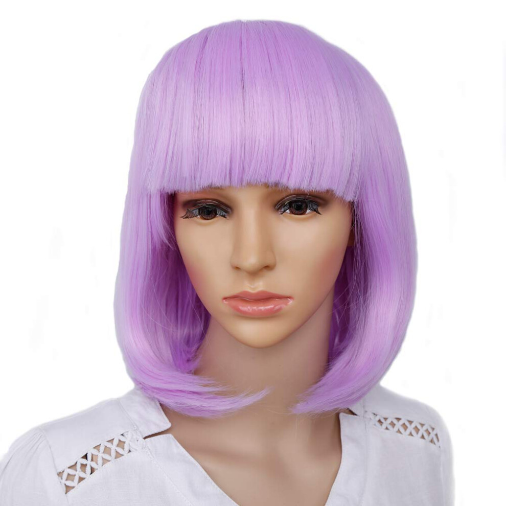 Unisex Synthetic Short Curly Cosplay Wig With Bangs Heat Resistant Fiber Women's Party Hair + Wig Cap
