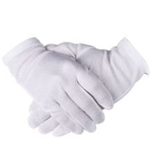 White Cotton Gloves 12 Pairs for Jewelry Handling and Coin Inspection, Moisture Lock, Medium 8.6in