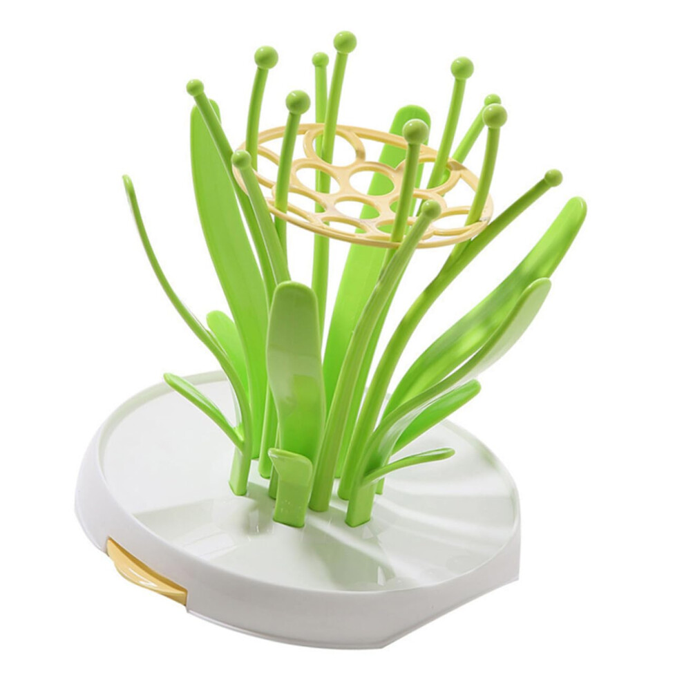 Baby Bottle Drying Rack With Pacifier Holder, Compact Countertop Organizer For Bottles Cups Green