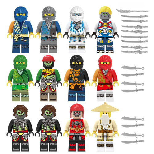 12 PCS Ninjas with Weapons Building Blocks Toys Wargaming
